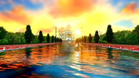 Skizzieren-Sie-Farbe-des-Taj-Mahal,-Indien