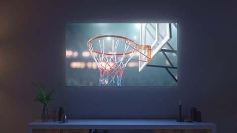 Basketball-game-on-living-room-tv-set