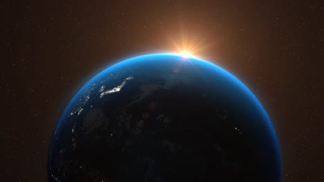 Earth-from-Space-with-Sun-Light-Stars-Day-Night---3D-Animation-4K