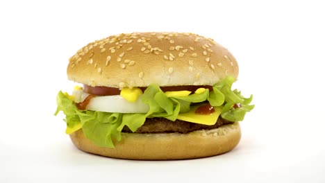 Rotation.-Appetizing-burger-on-a-white-background