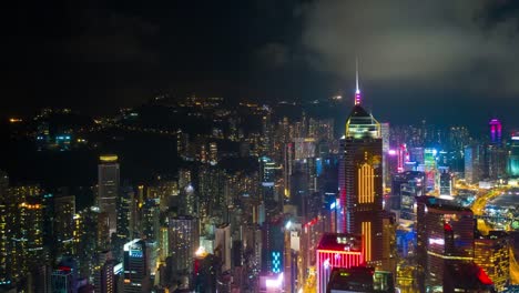 noche-iluminación-centro-paisaje-urbano-aérea-timelapse-panorama-4k-hong-kong