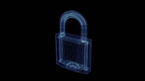 The-hologram-of-a-wireframe-lock