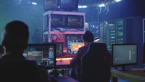 Hacker-team-working-in-a-basement