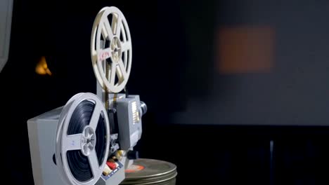 Mechanical-movie-projector-in-operation