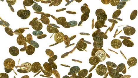 Regen-von-Vintage-gold-Münzen.-3D-render