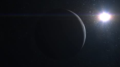 Luna.-La-cámara-vuela-alrededor-de-la-luna.-Vista-desde-el-espacio.-Centellean-de-estrellas.-4K.