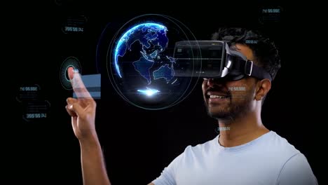 hombre-en-VR-Headset-con-proyección-de-tierra-virtual