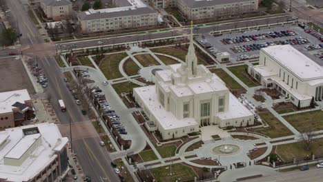 Toma-aérea-del-templo-de-Ogden-Utah-Mormón