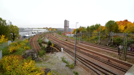 The-railroad-tracks-of-the-train-station-in-Stockholm-Sweden