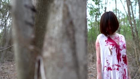 Portrait-of-asian-woman-make-up-ghost-face