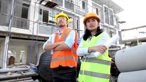 Builders-team-leader-at-construction-site