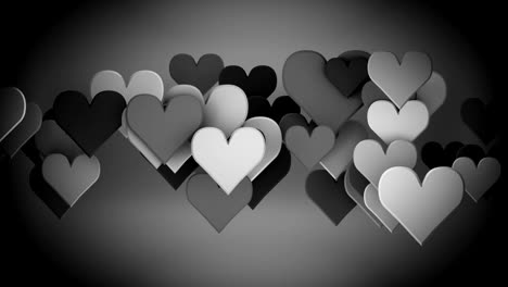 Black-heart-shapes-3D-render-seamless-loop-animation