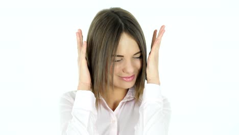 Screaming-Beautiful-Woman,-White-Background