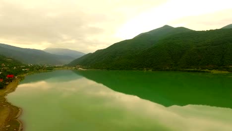 Top-view-of-a-large-mountain-lake.-Aerial-view.-Georgia