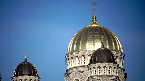 Nativity-of-Christ-Cathedral,-Riga,-Latvia-was-built-to-design-by-Nikolai-Chagin-and-Robert-Pflug-in-a-Neo-Byzantine-style-between-1876-and-1883,-during-period-when-country-was-part-of-Russian-Empire,