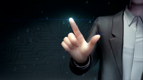 Businessman-touching-screen-in-digital-interface-background-4K-size-movie.