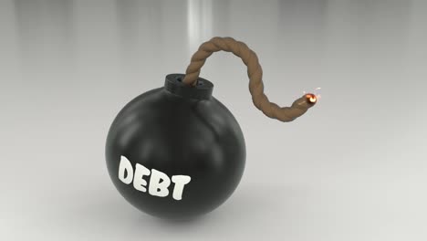 Debt-bomb-cartoon-toon-fuse-burning-lit-timer-sparks-sphere-ball-loop-4k