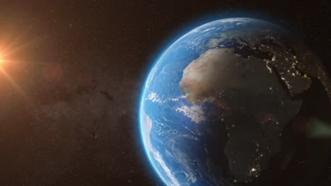 Earth-from-Space-with-Sun-Light-Stars-Day-Night---3D-Animation-4K