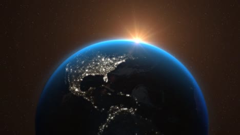 Earth-from-Space-with-Sun-Light-Stars-Day-Night---3D-Animation-4K