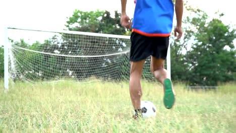 Fußballer-spielen-Fußball-auf-dem-Rasen.