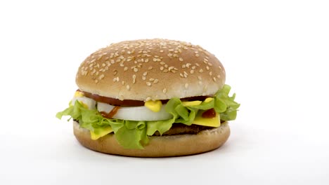 Rotation.-Appetizing-burger-on-a-white-background