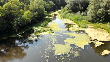 Das-Flussbett-ist-eine-Draufsicht-aus-der-Drohne