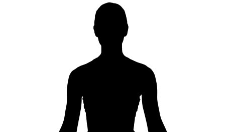 Silhouette-Frau-praktizieren-Yoga-Meditation-lächelnd