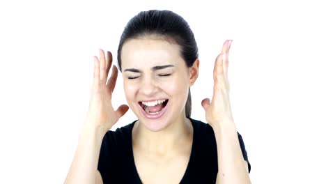 Screaming-Woman,-White-Background