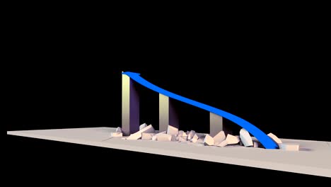 3D-Rendering-Business-Wachstums-Chart-mit-einem-Pfeil-zerstört-Hindernisse-aufsteigen