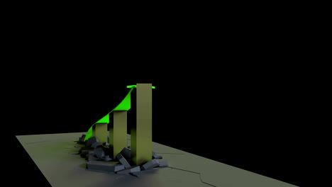 3D-Rendering-Business-Wachstums-Chart-mit-einem-Pfeil-zerstört-Hindernisse-aufsteigen