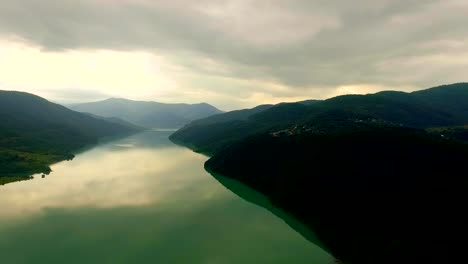 Aerial-view-of-a-large-river-and-high-mountains.-Georgia