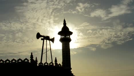 Zoom-out-from-minarat-of-a-mosque-during-sunset-time.