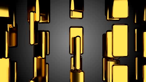 Many-golden-bars-on-black,-outlook,-computer-generated-abstract-background,-3D-render