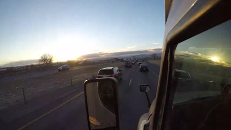 Editorial---Time-Lapse---Exterior-Semi-Truck---Denver,-Colorado-Traffic