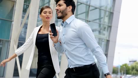 Business-Travel.-People-Walking-Near-Airport,-Late-For-Flight