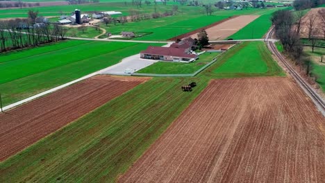 Train-Tracks-by-Amish-FarmLands-as-seen-by-Drone