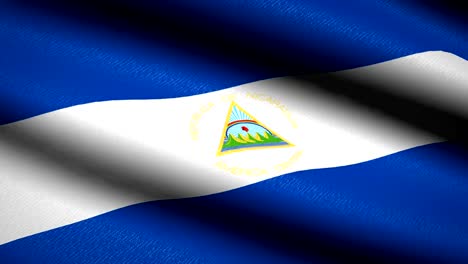 Nicaragua-Flag-Waving-Textile-Textured-Background.-Seamless-Loop-Animation.-Full-Screen.-Slow-motion.-4K-Video