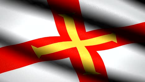 Bandera-de-Guernsey-ondeando-textil-textura-de-fondo.-Seamless-Loop-animación.-Pantalla-completa.-Cámara-lenta.-Vídeo-de-4-K