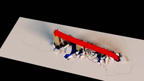 3D-Rendering-Business-Wachstums-Chart-mit-einem-Pfeil-zerstört-Hindernisse-aufsteigen