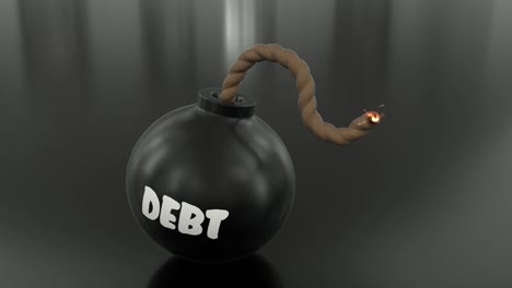 Debt-bomb-cartoon-toon-fuse-burning-lit-timer-sparks-sphere-ball-loop-4k