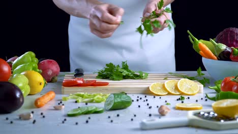 Chef-is-plucking-fresh-parsley