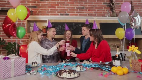 Group-of-joyful-friends-lifting-the-glasses,-concept-of-great-and-amazing-celebration-excitement