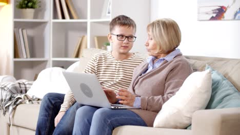 Elderly-Woman-and-Her-Grandson-Using-PC