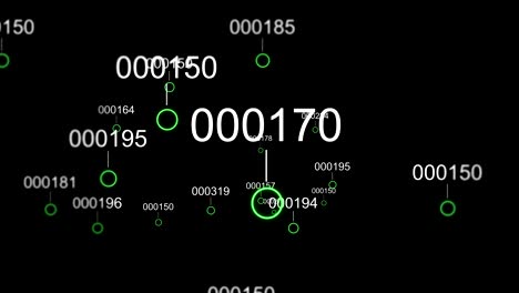 Camera-moves-through-digital-data-landscape-with-ticking-information