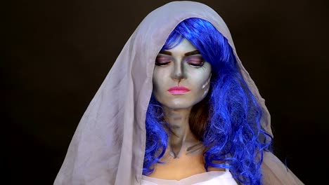 Make-up.-Bild-einer-Hexe-in-einem-Brautkleid