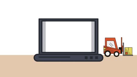 Laptop-Computer-mit-Gabelstapler-Lieferung-Service-animation