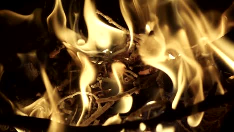 Burning-Fire-on-black-background,-slow-motion