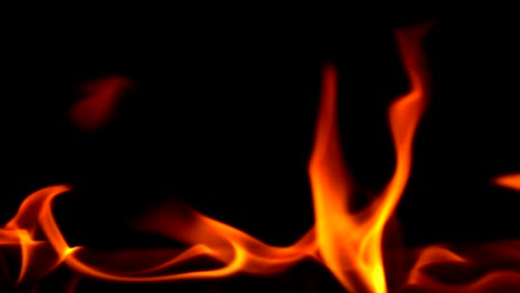 Fire-Flame-On-Black-Background,-Slow-motion