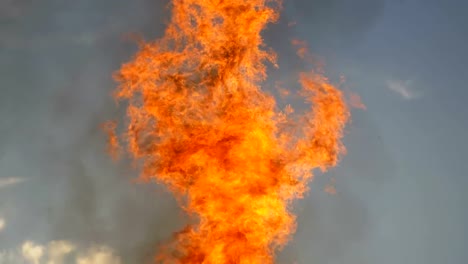 Lenguas-de-llama-de-un-fuego-grande-en-la-noche-contra-el-cielo