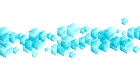 Abstract-transparent-3D-isometric-virtual-cube-box-wave-moving-pattern,-Blockchain-concept-design-illustration-blue-color-on-white-background-seamless-looping-animation-4K,-with-copy-space